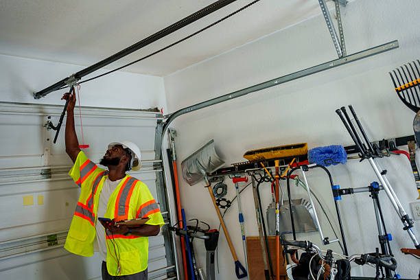 Professional Garage Door Panel Replacement technician working in Lakes of the Four Seasons, IN